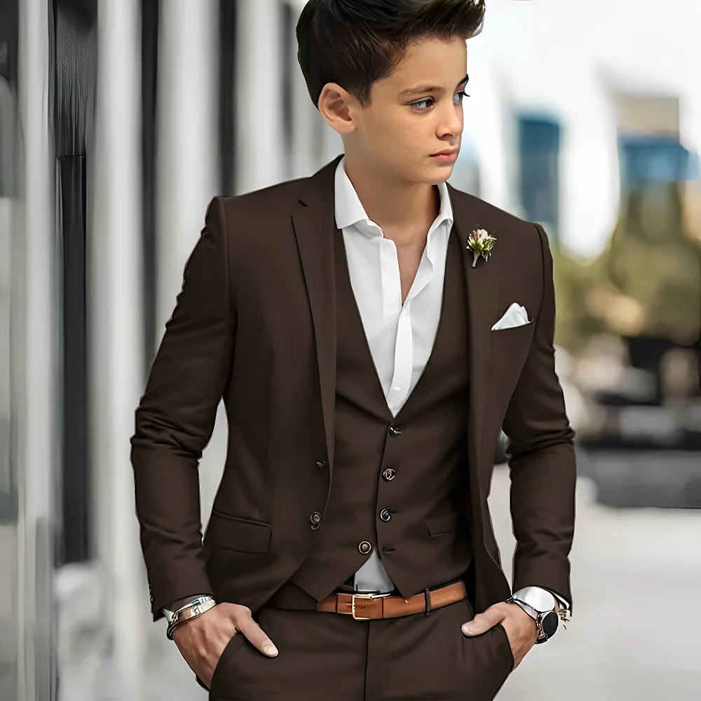 فاخر الأخضر Bos الدعاوى أنيقة الزفاف 3 قطعة سترة السراويل سترة الصبي الملابس عالية الجودة مخصصة مجموعات كاملة زي الاطفال #4