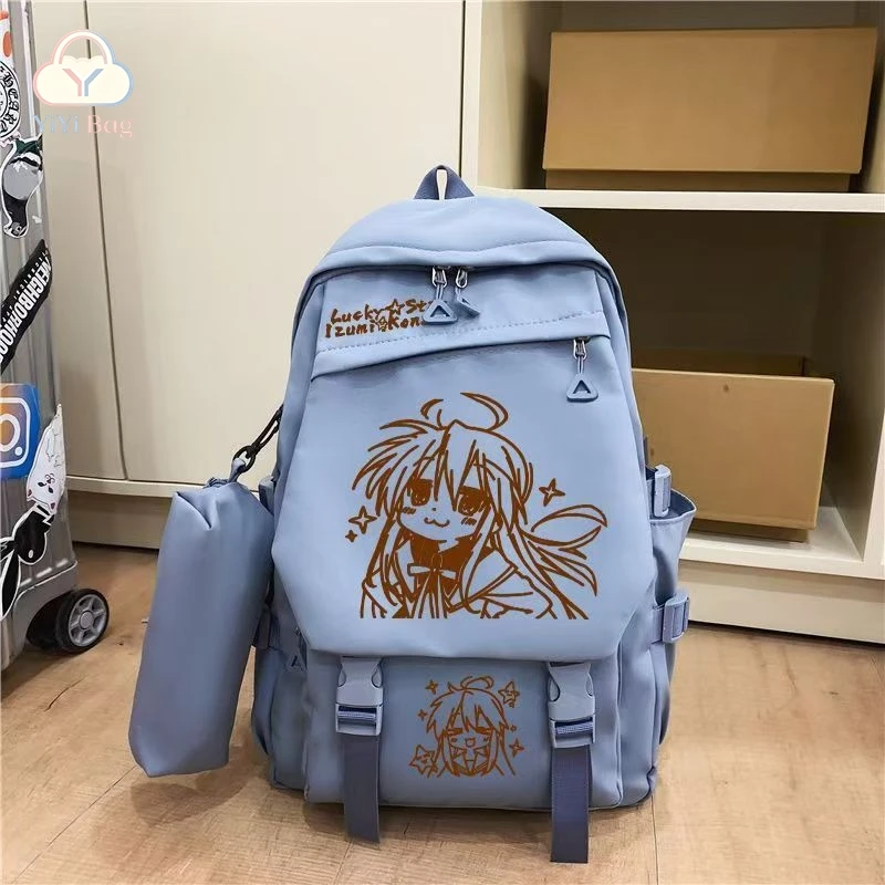 Lucky Star Izumi Konata Anime Backpack Small Pencil Case Student Large Capacity Light Daypack School Bag Cartoon Travel Book Bag