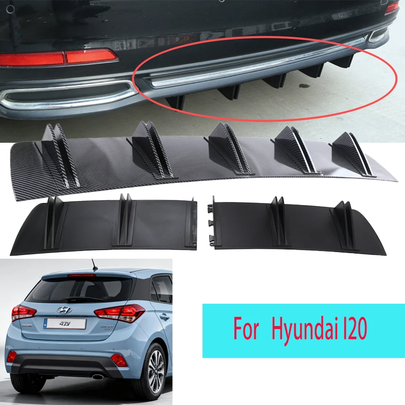 

For Hyundai I20 Car Rear Bumper Lip ABS Double Wing Rear Shark Chassis Fin Style Curved Bumper Lip Diffuser Anti-collision