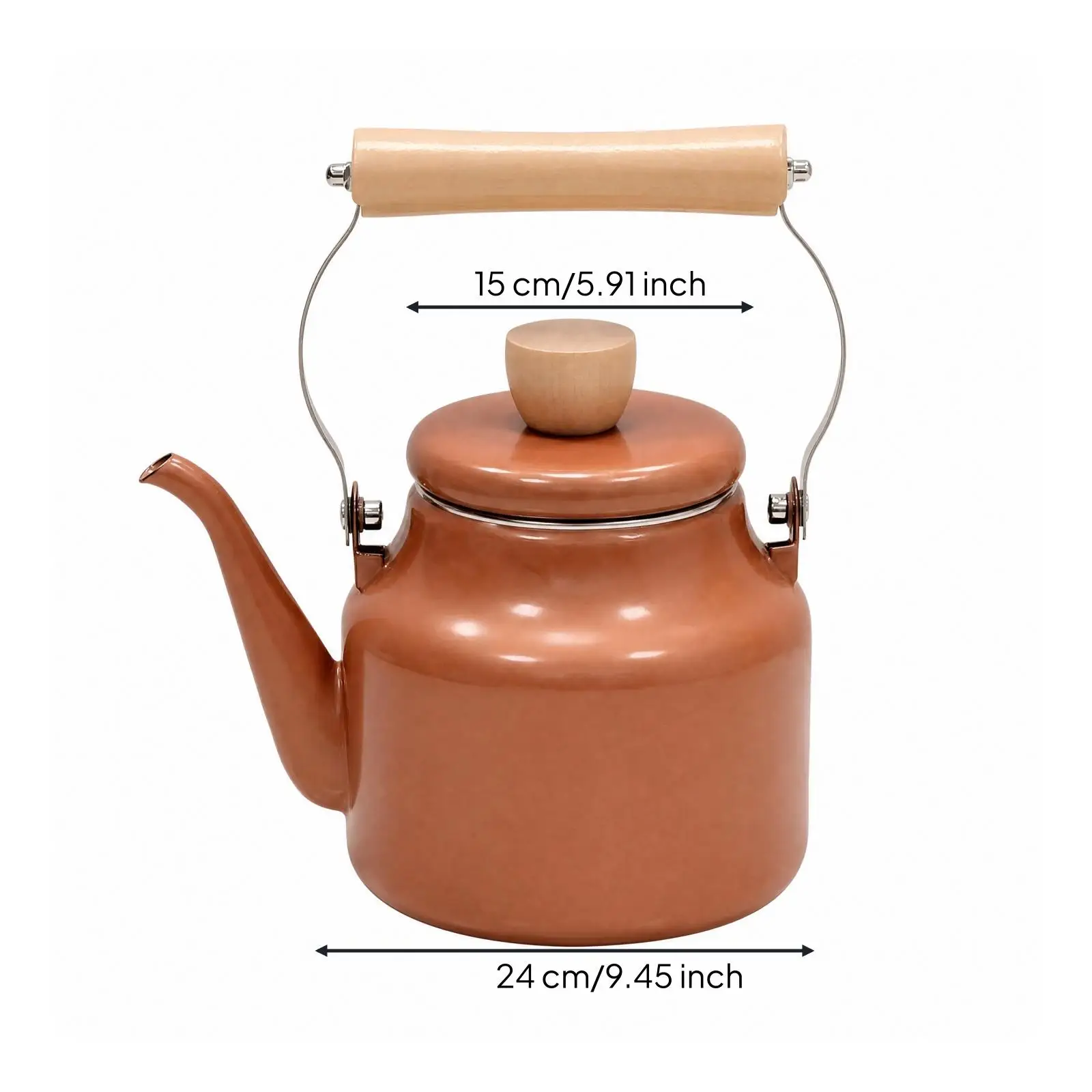 Sturdy Enamel Water Boiling Kettle Wooden Handle Lid Knob for Home Kitchen Camping Tea Service