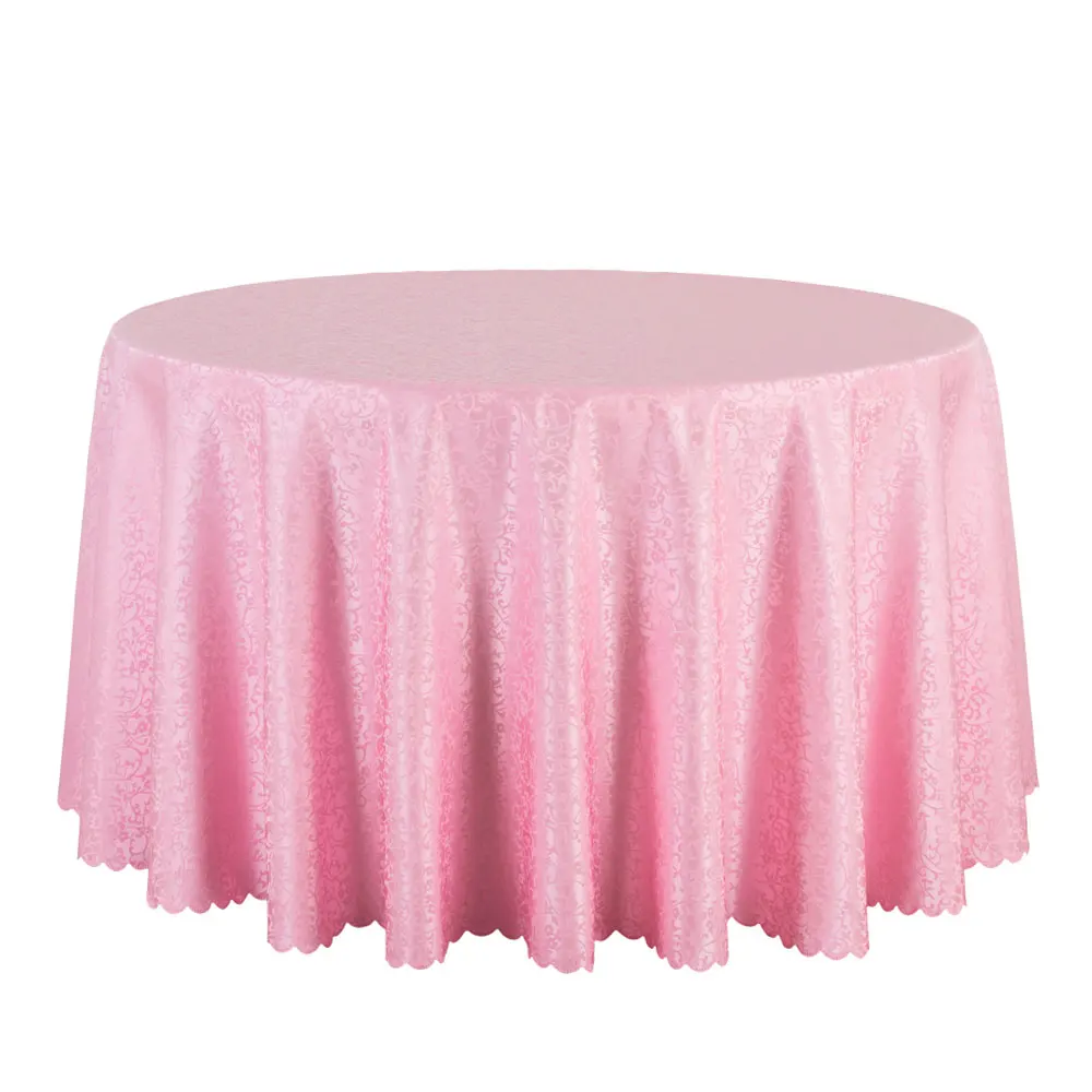 Wholesale Poly Solid Damask Tablecloth Round Hotel Party Wedding Table Cloths Square Dining Table Covers Pink Table Linens