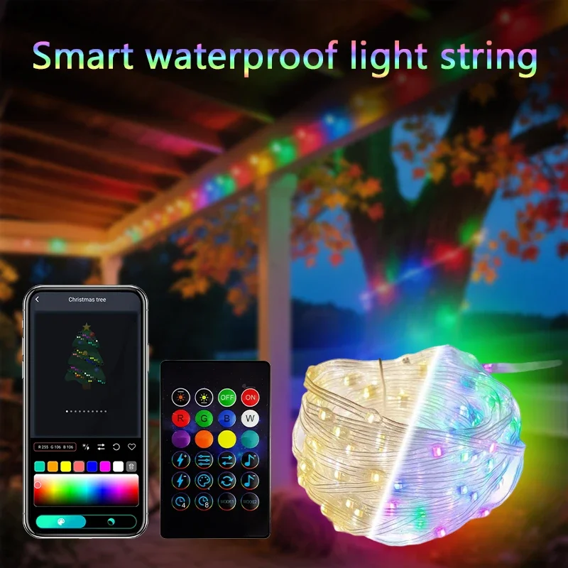 

USB гирлянды Bluetooth светодиодные гирлянды приложение дистанционное управление RGBIC вечерние рождественские огни свадебные украшения атмосферные огни