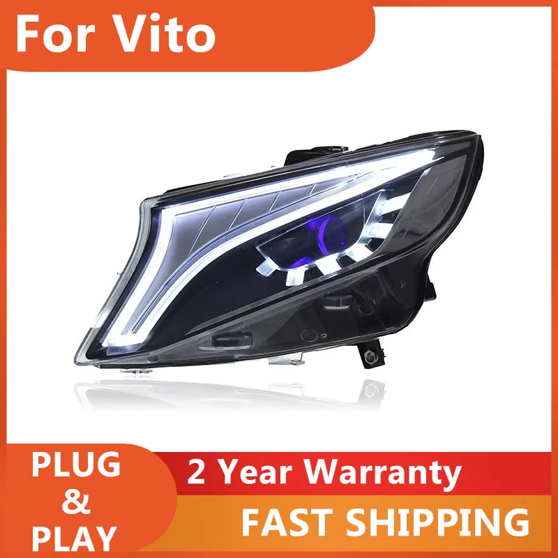 

Car Accessories for Mercedes Benz VITO Head Lamp 2015-2020 V Class Headlight DRL Turn Signal Low High Beam Projector Lens