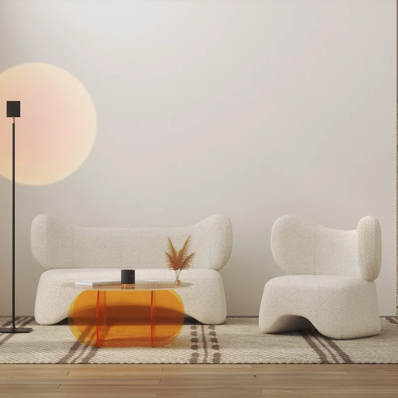 Amazon cross-border coffee table Nordic modern round matte edge table designer color transparent creative table