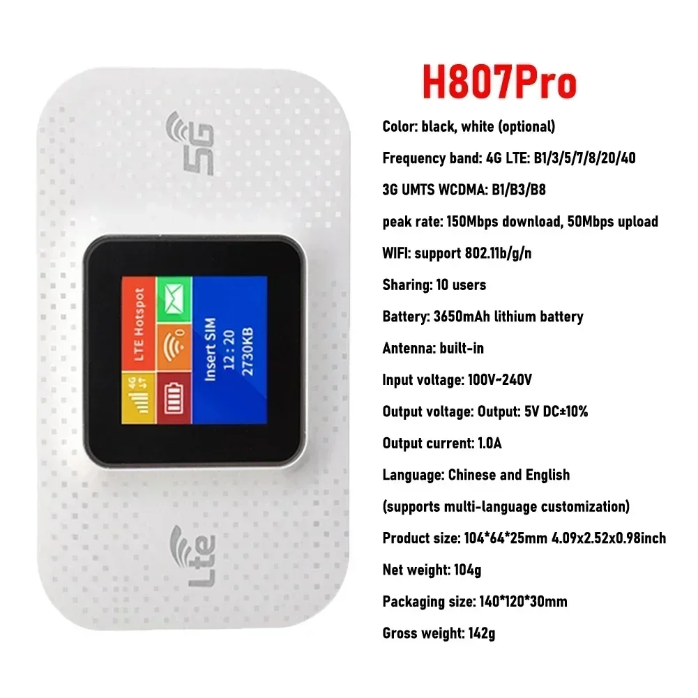 NONE 4G/5G Mobile WIFI Router 150Mbps 4G LTE Wireless Router Mit Sim Karte Slot tragbare Tasche MiFi Modem Auto Mobile Wifi Hotspot 8