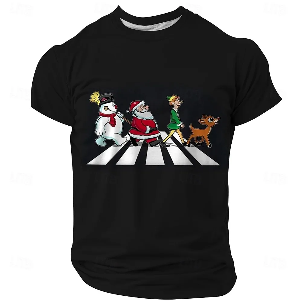 

Christmas Men's Santa Claus Snowman Deer Short Sleeve T shirt 3D Printed Shirt Casual Street Sports Outdoor Holiday Clothing