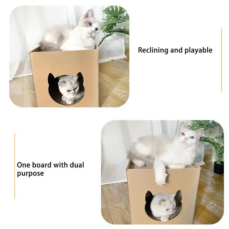 Cat Bed House Cat Scratch Board Double Layer Pet Cat House For Indoor Paper Board Cat Condo Corrugated Paper Cat Scratcher Toys