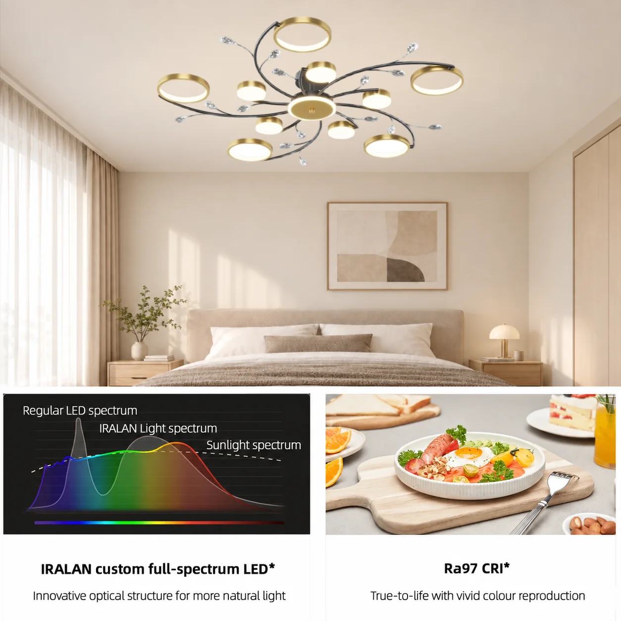 Modern Starry Sky Style Crystal Ceiling Light 90W High Bright 2700-6500K Dimmable Living Room Bedroom Indoor Decorative Lighting