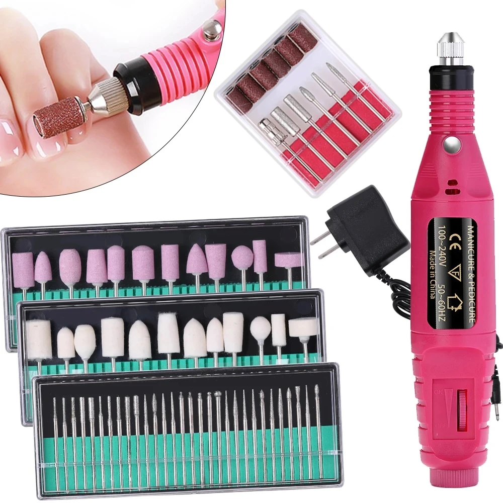 LULAA-lijadora de uñas eléctrica portátil USB, máquina pulidora de uñas, cortador de fresado para manicura, juego de removedor de esmalte de Gel, Kits de herramientas