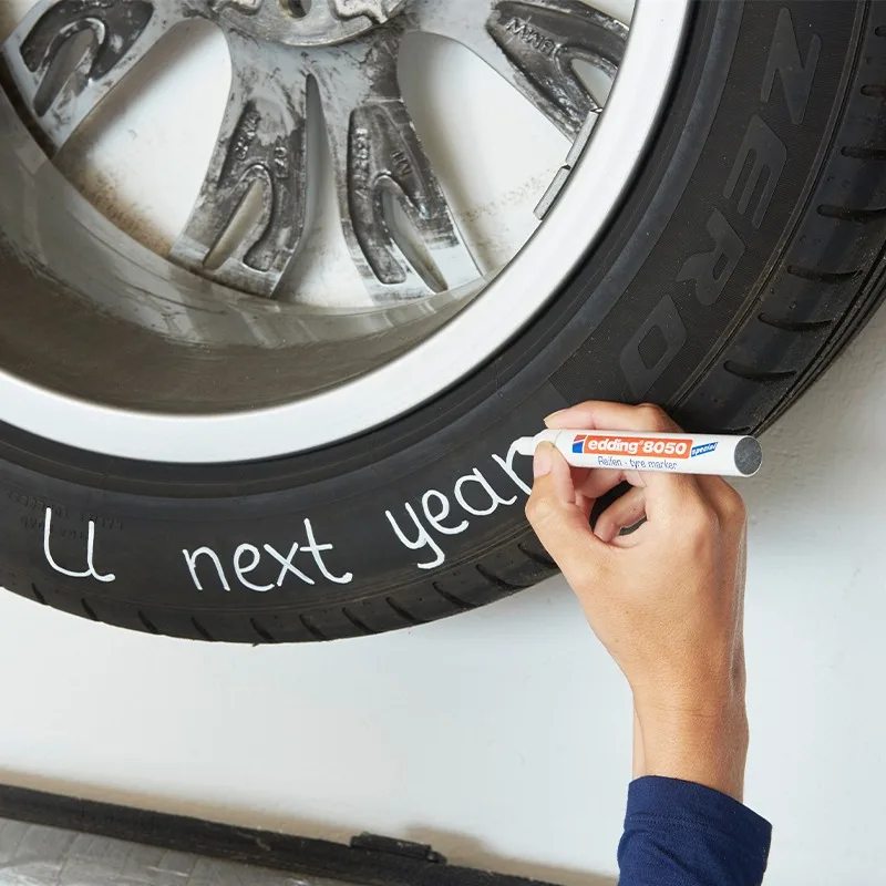 Edding 8050 Rubber Paint Marker Pen White Waterproof Wear Resistant Permanent Ink Non-fade Marker for Car Tire Rubber Glass