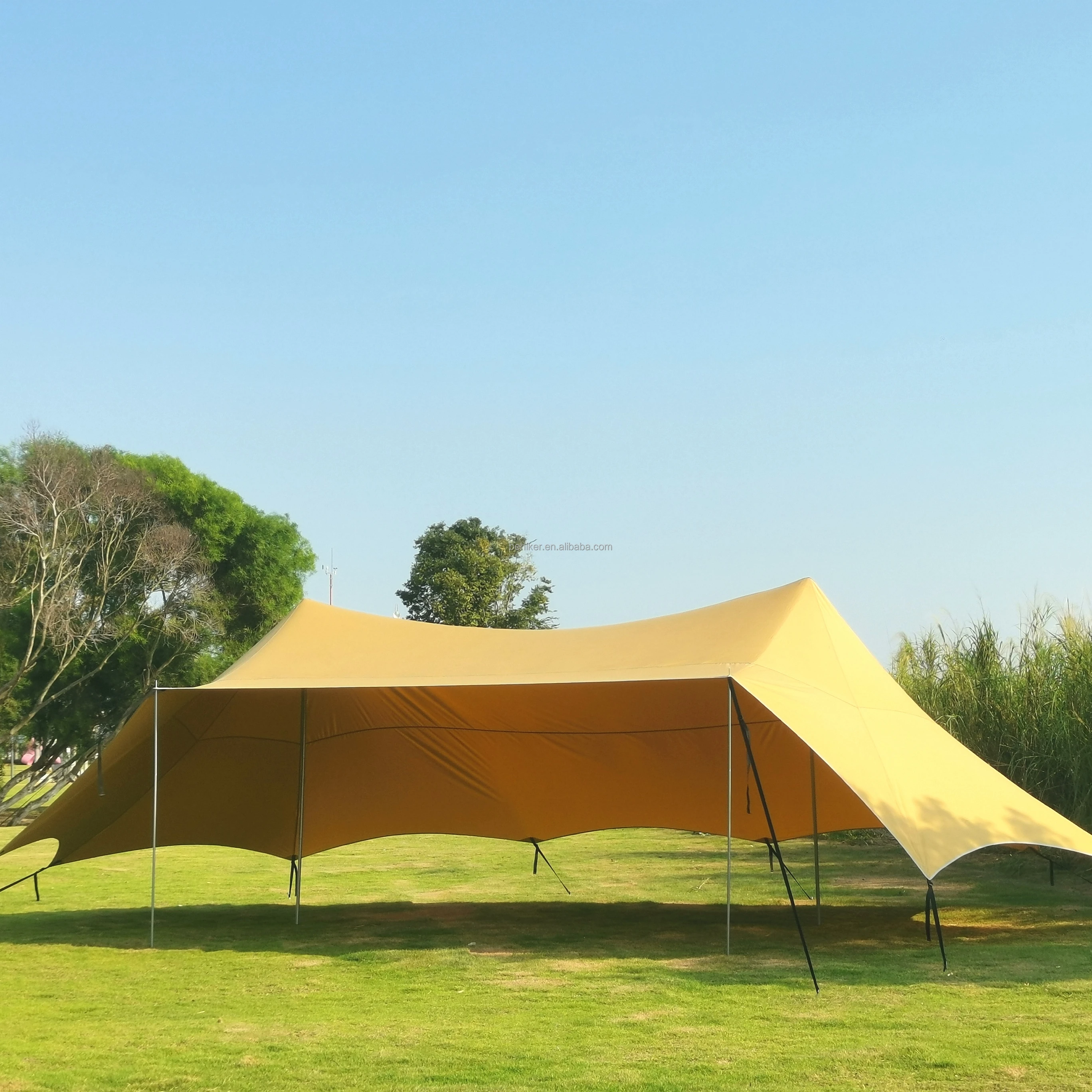 

Custom Logo 20-30 People Party Tent with Special Design Double Peak Sunshade Shelter Made of Oxford Fabric