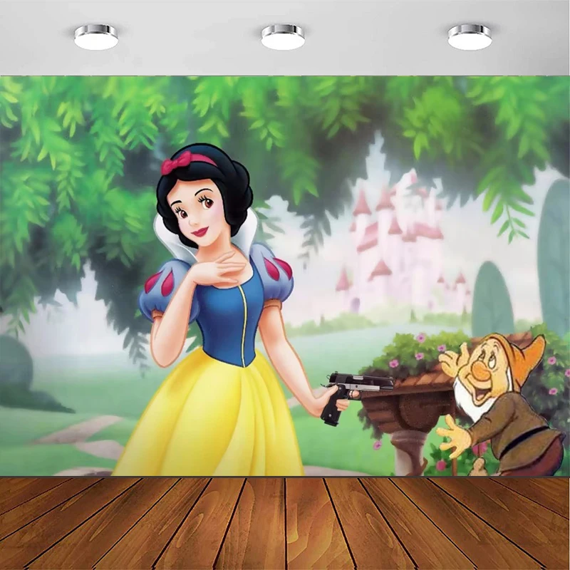 写真撮影の背景白雪姫プリンセスバナー女の子の誕生日パーティーの背景寝室の装飾ポスターは名前をカスタマイズすることができます