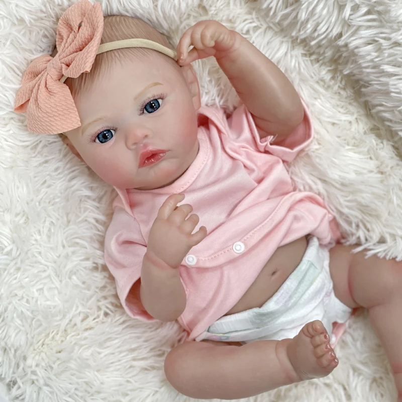 48cm Realisitc Full Vinyl Body Reborn Baby Girls Dolls Meadow with Hand-Drawing Hair