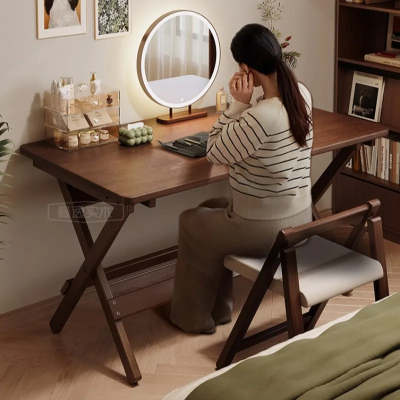 

Solid wood folding desk and chair, student home computer desk and chair, bedside study desk and chair, solid wood office desk