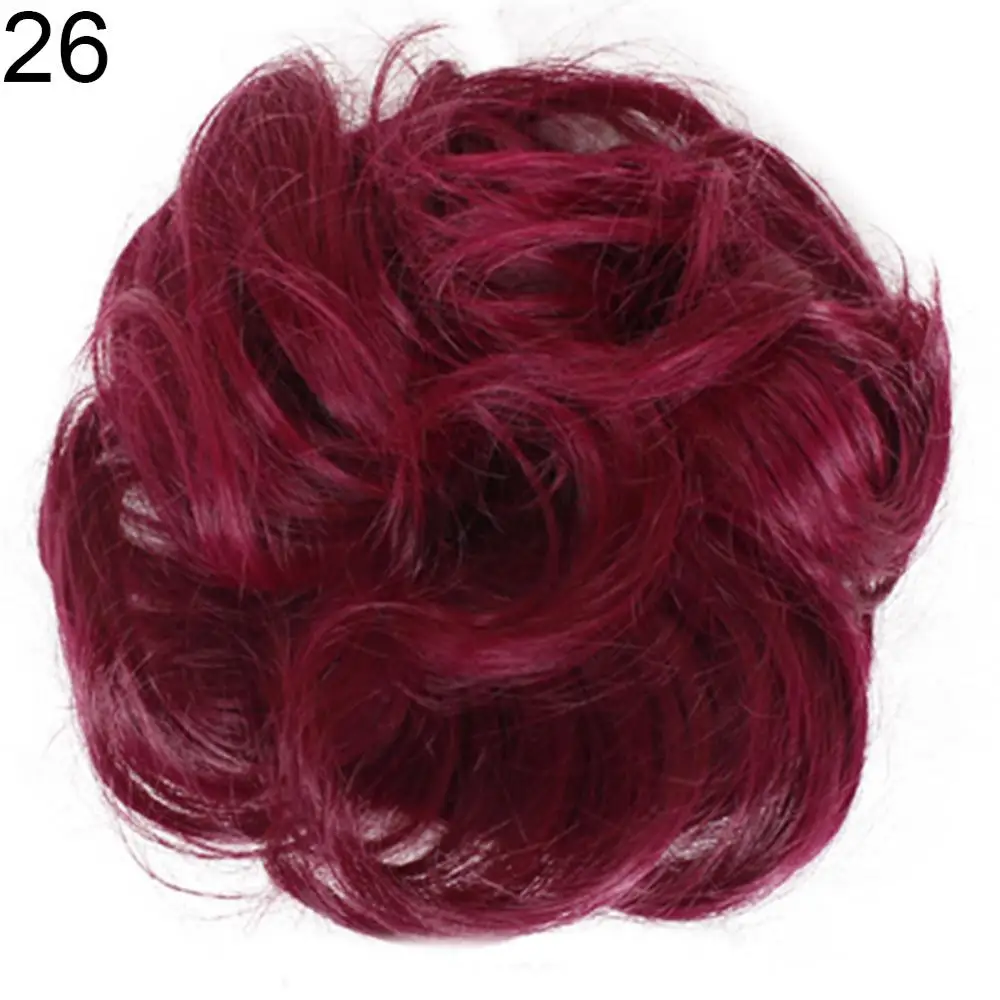 Extensiones de moño de pelo sintético para mujer, Scrunchies de Pelo elástico rizado desordenado, moño sintético, Donut Updo, piezas de cabello