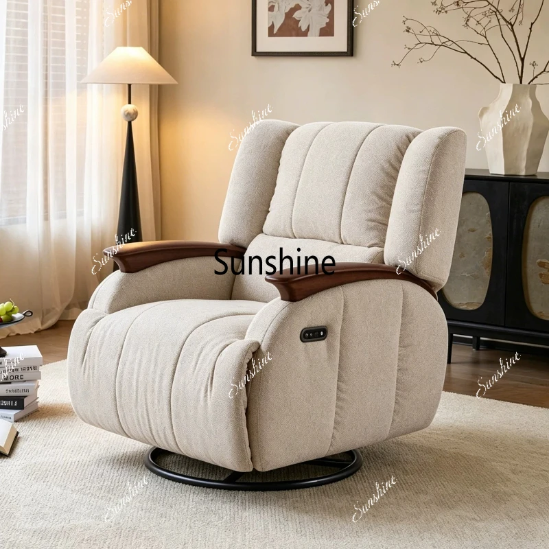 

Cream wind single sofa, super comfortable living room electric multi-functional rocking chair solid wood