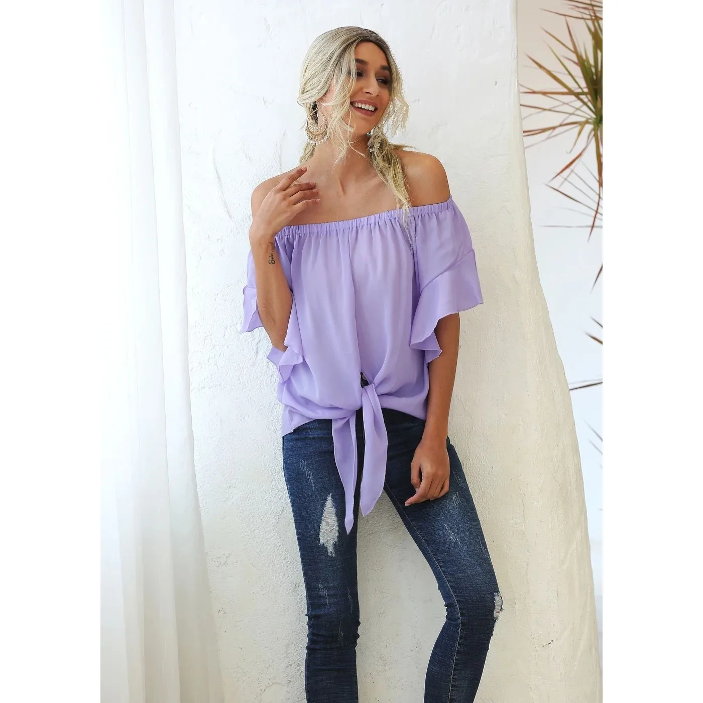 

Summer Chiffon irt Women's Beach Par Blouse White Bla Ele Casual Faionable Ladies' Top