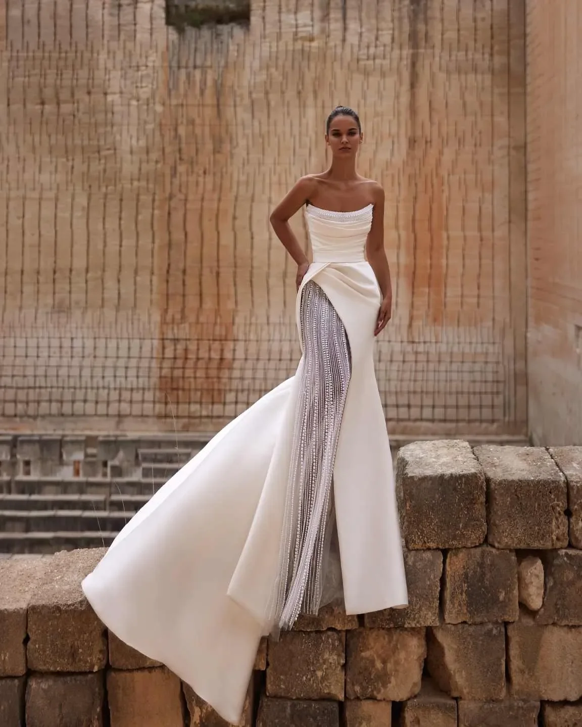 Graceful Mermaid Gown Wedding Strapless Sequined Dresses Special Occasion Gowns Vestido De Noiva Customized