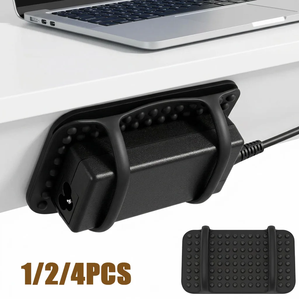 1/2/4 Pack Silicone Laptop Charger Holder Under Desk Power Brick Mount Organizer for Charging Brick Cables Secure Supply Holder
