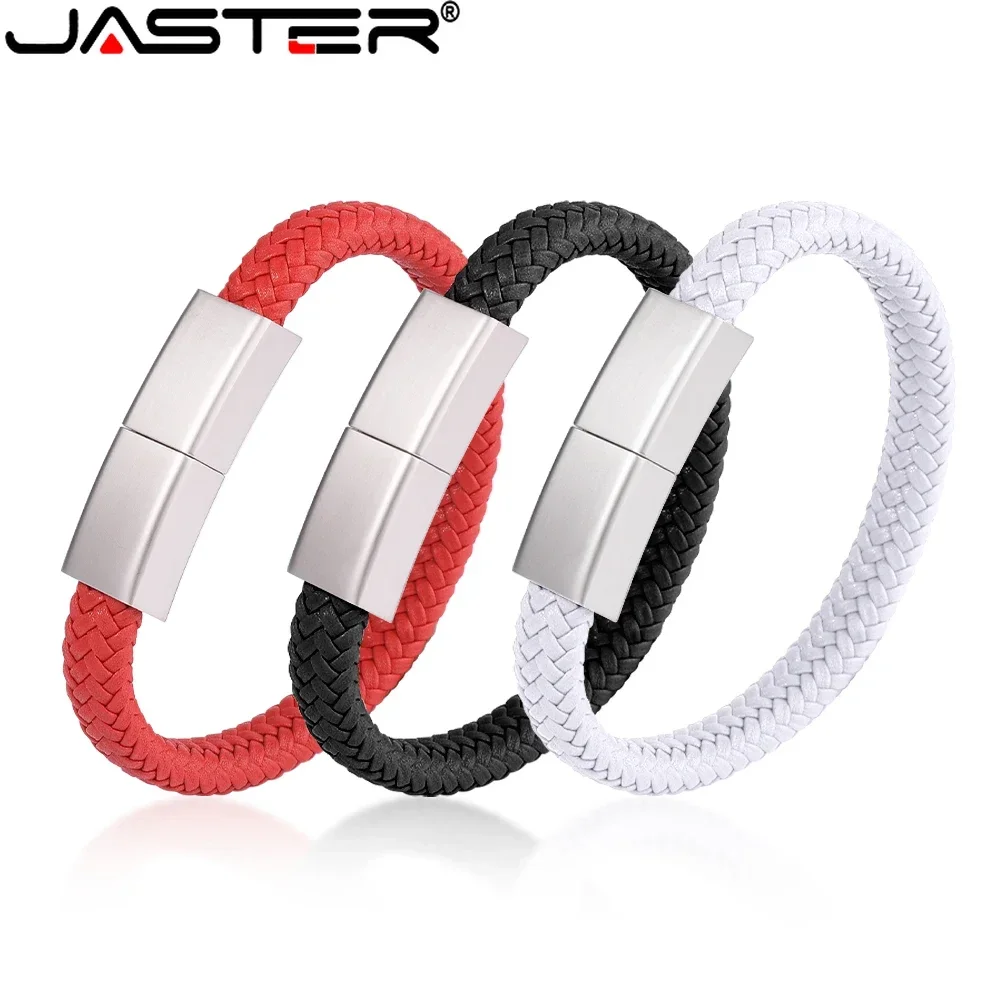 Bracelet en métal rouge avec clé USB, clé USB, disque U, cadeaux créatifs, noir et blanc, 4 Go, 8 Go, 16 Go, 32 Go, 64 Go, 128 Go