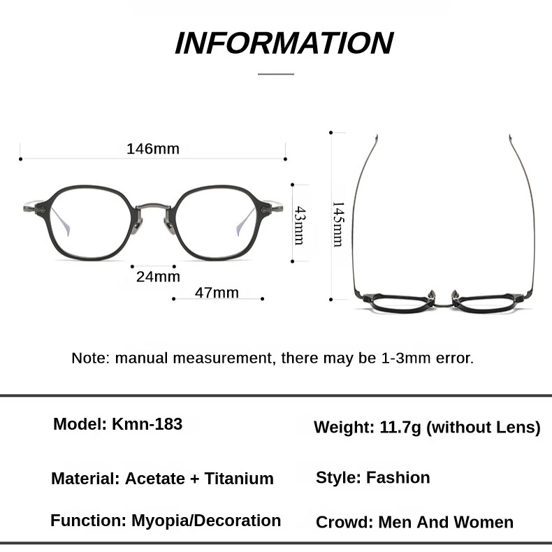 Japanese KMN Series High-end Acetate Titanium Glasses Frame Brand Designer Men Retro Oval Eyeglasses Women Optical Glasses Frame