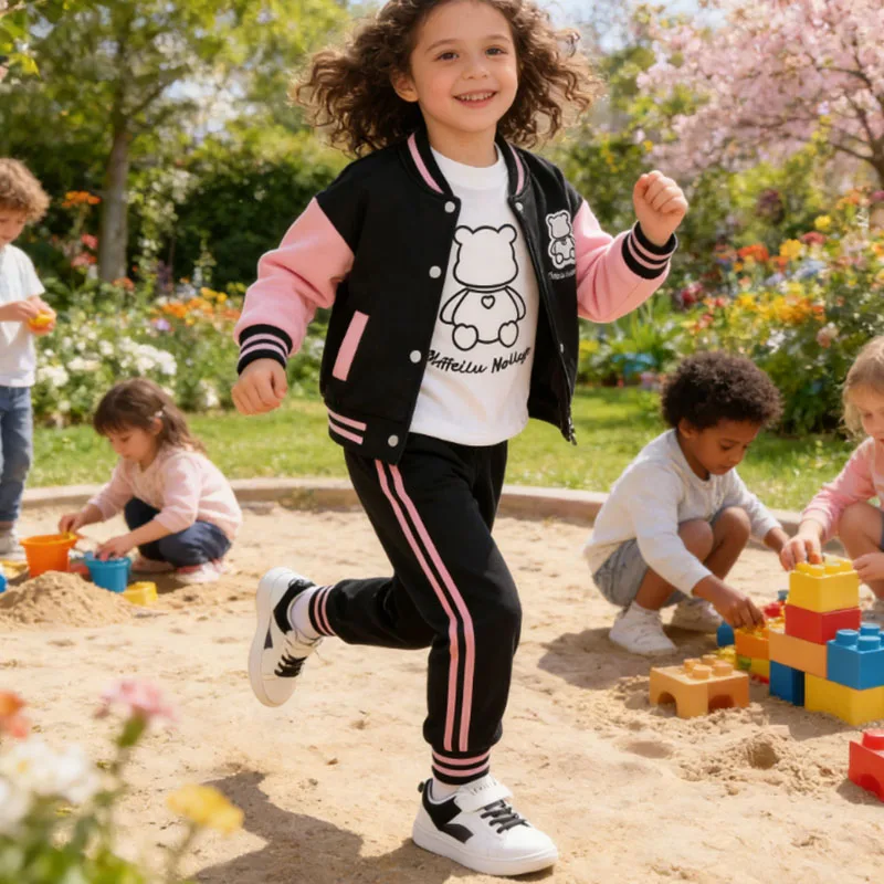 

Комплекты одежды для маленьких девочек: топы с длинными рукавами + пальто + брюки, спортивные костюмы для детей от 1 до 3 лет, осенняя повседневная одежда для девочек