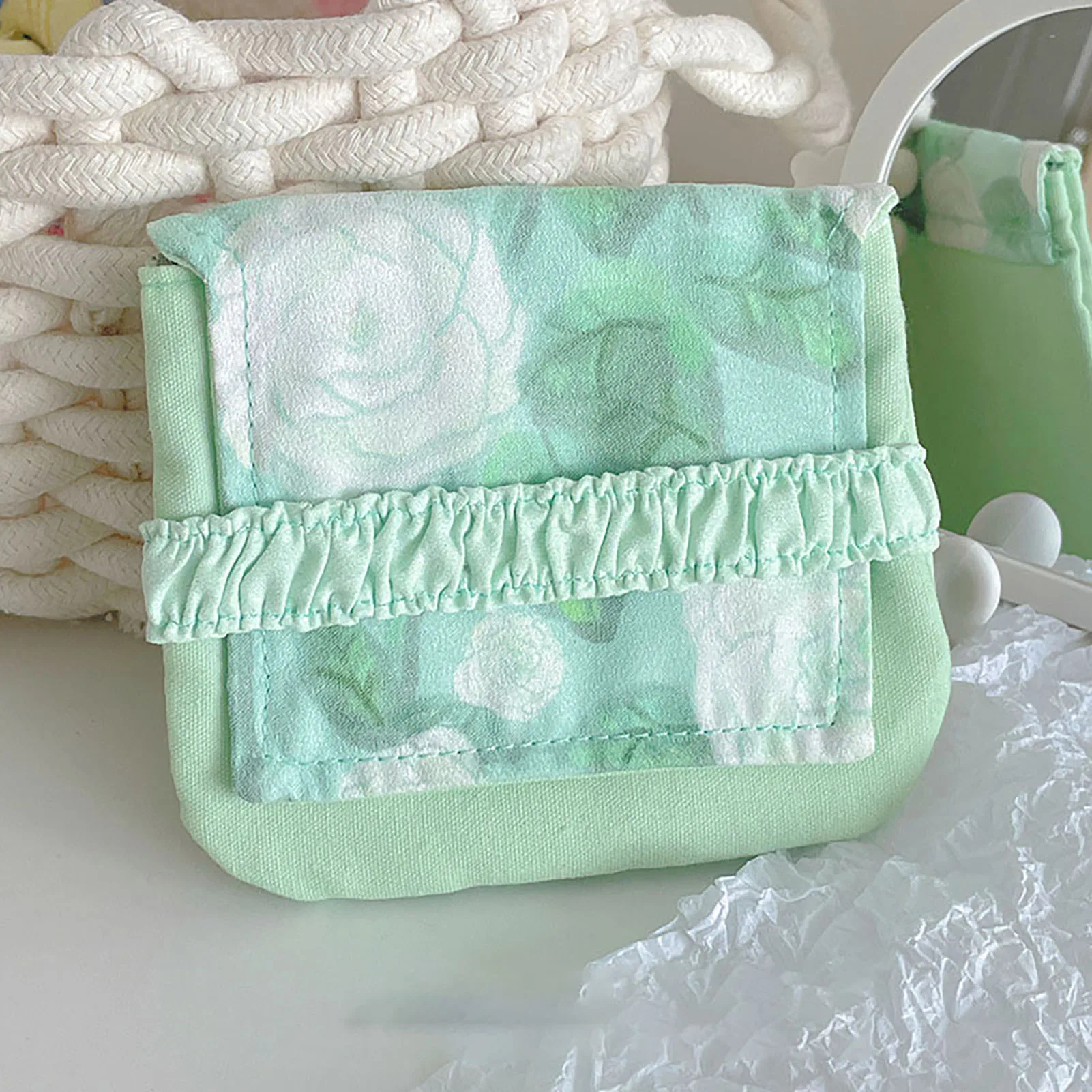 Sanitary Napkin Storage Bag Lightweight Cotton Feminine Menstruation Holder Pouch Period Bag for Girls Women