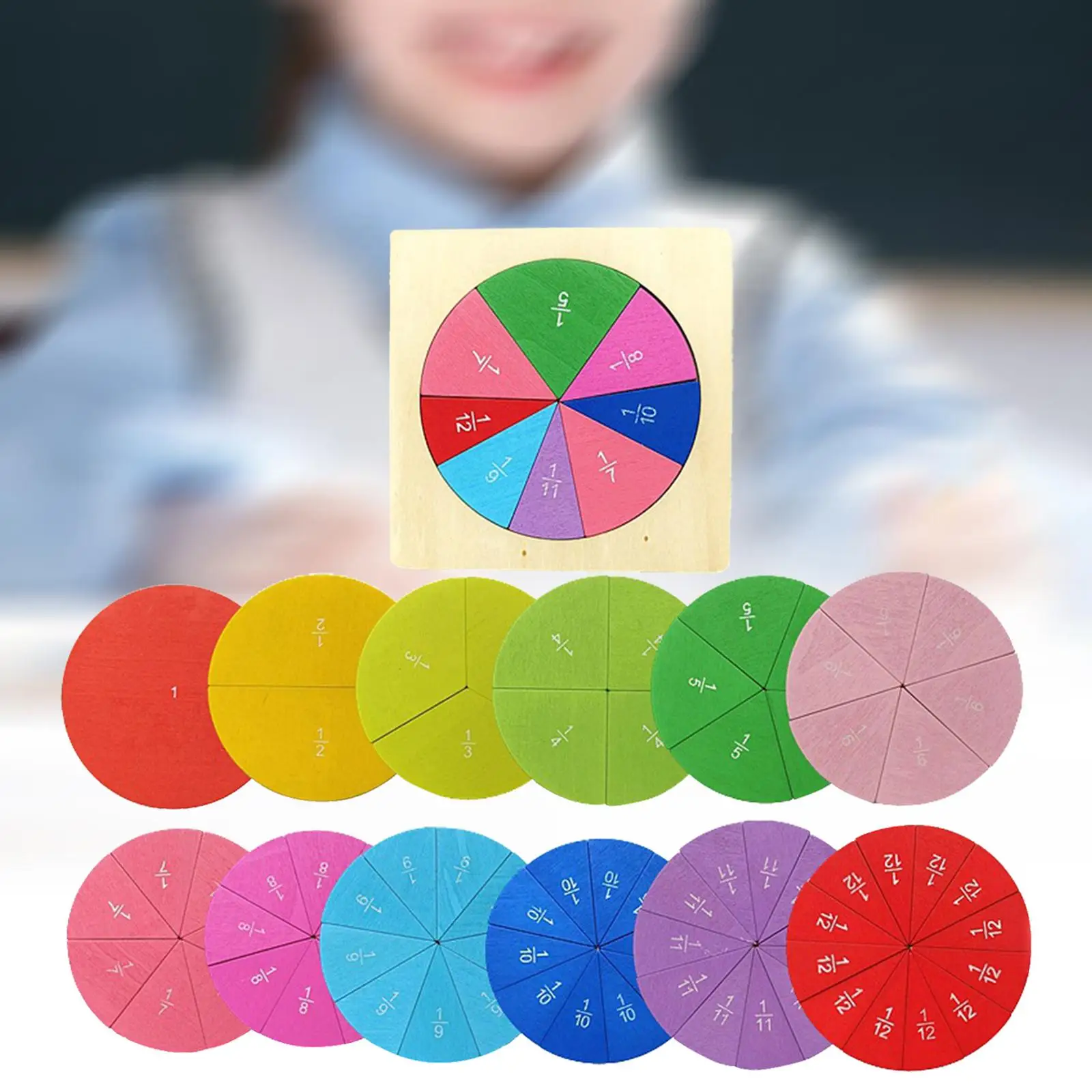 Fraction Circles, Math Learning Toys, Teaching Material, Color Cognition for Age