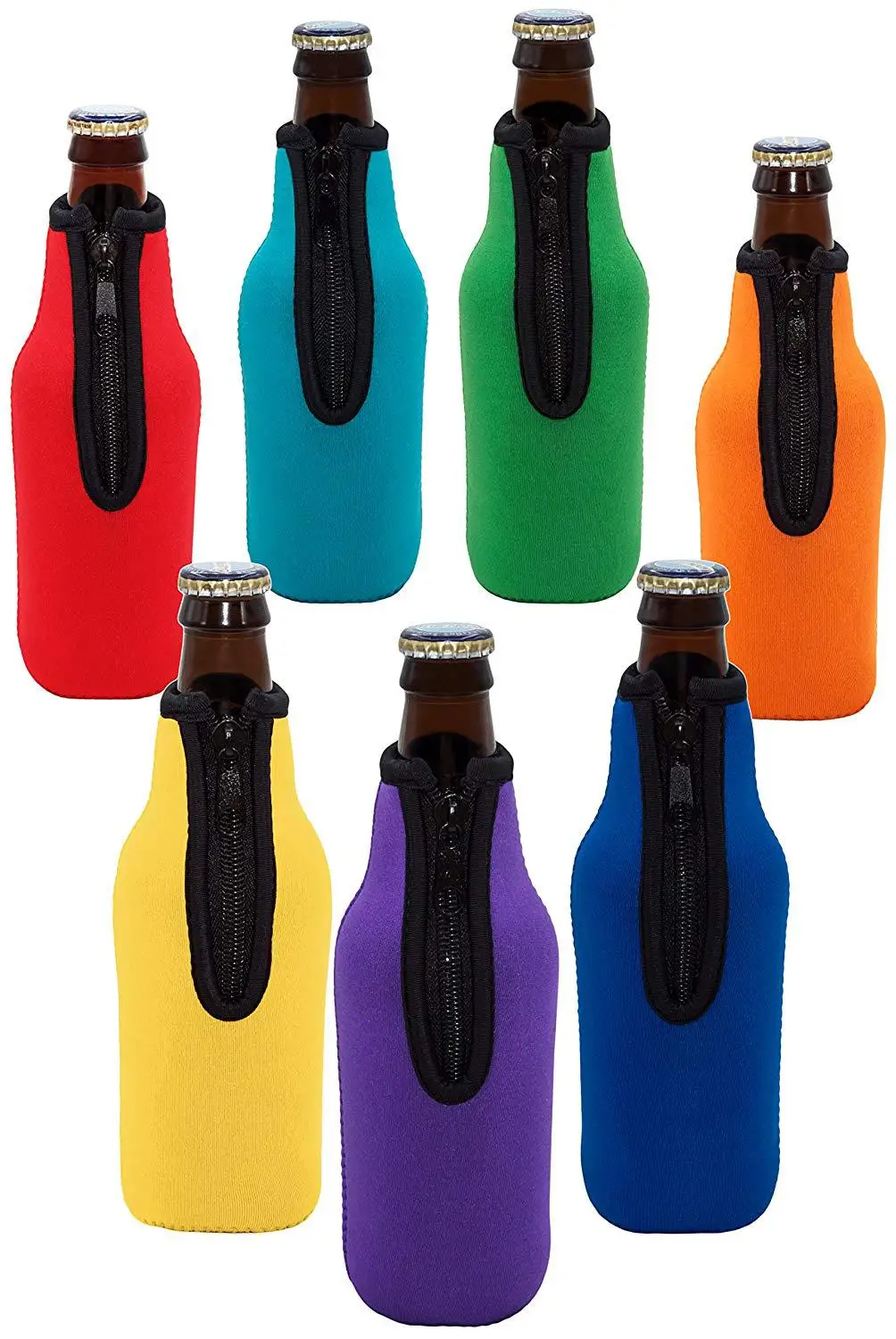 5 Colors 1pc Beer Bottle Coolers Bottle Insulator Sleeve Covers With Ring Zipper 12 Oz 330 Ml Bot Summer Outdoor Water Bottle