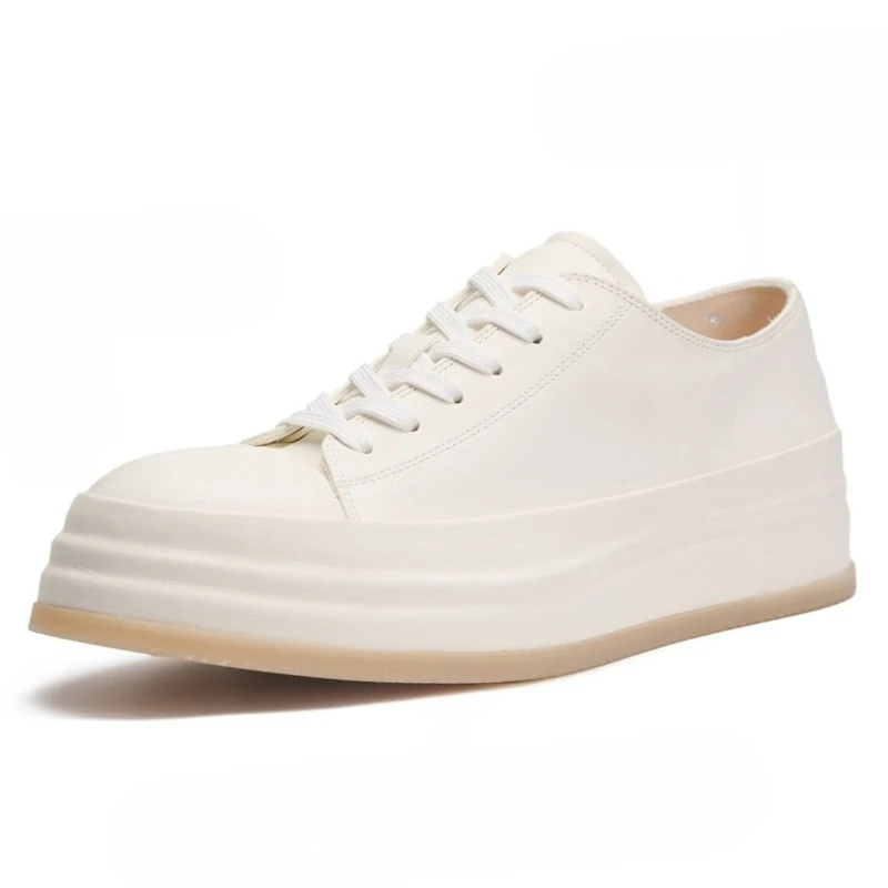 

Horseskin Hand-sewn White Shoes for Men's and Women's Horse Leather Casual Sports Board Shoe Comfortable Height-increasing Shoes