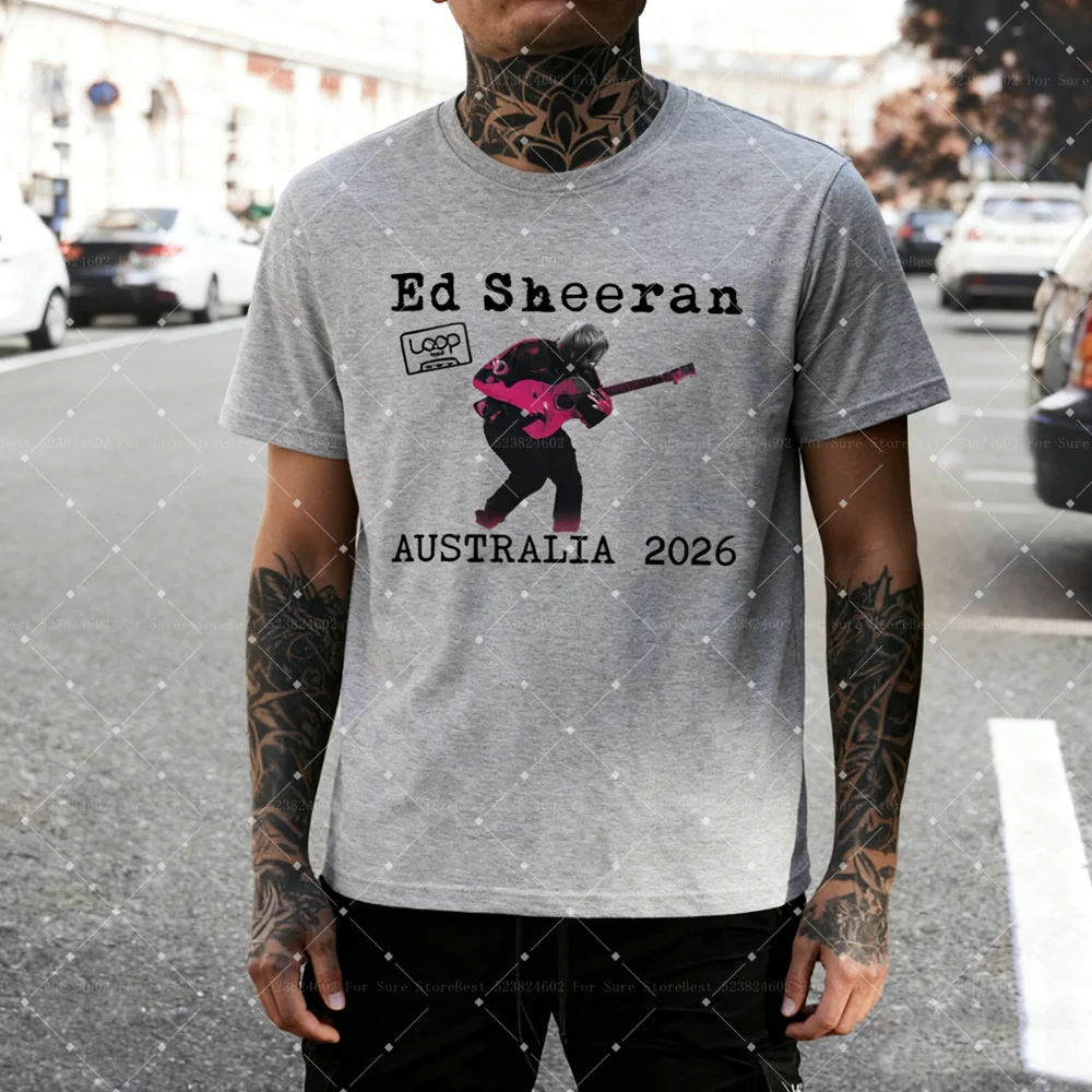 إد شيران حلقة جولة أستراليا 2026 جولة ميرش تي شيرت المشجعين هدايا رجالي نساء موضة الهيب هوب تي شيرت قطن حجم كبير تي شيرت #6
