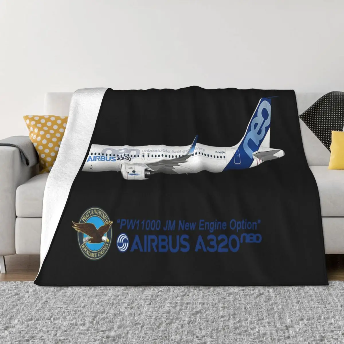 Men Illustration Of Airbus A320 Neo F Wneo By Stevehclark T Women Streetwear Colour Brand New Unique Throw Blanket