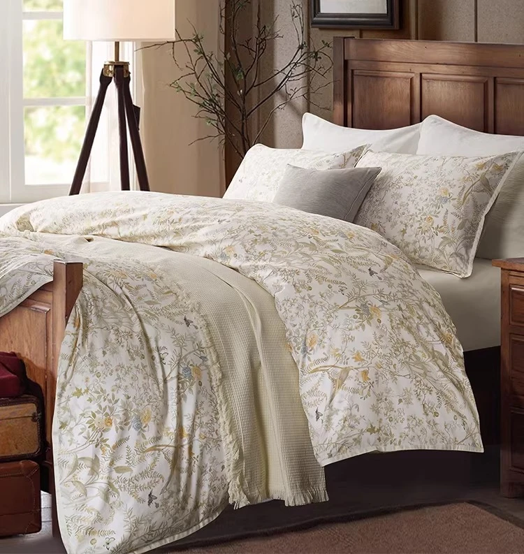 Long-staple cotton four-piece set of pure cotton printing light luxury cotton bed quilt cover bedding sheets