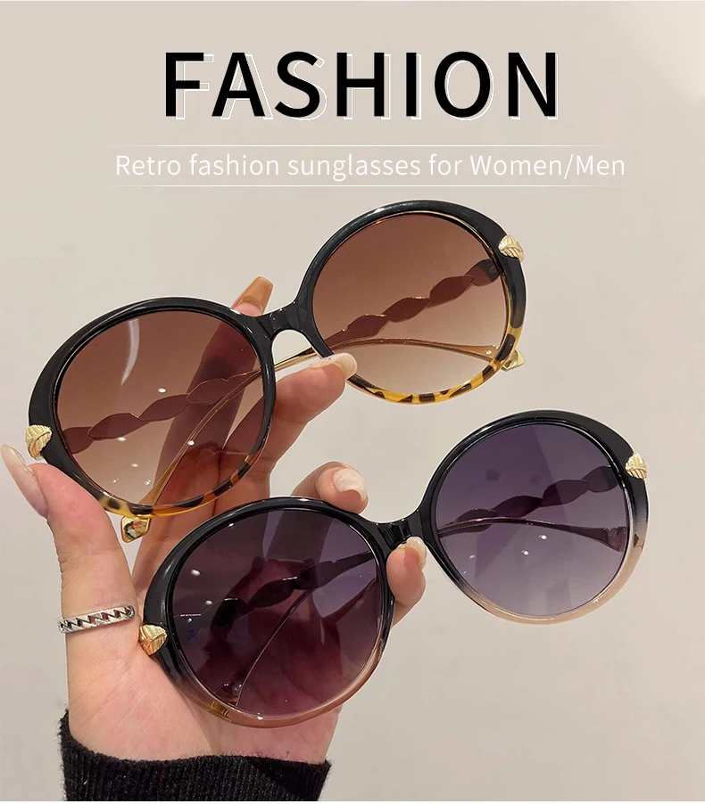 KAMMPT Runde Retro-Sonnenbrille für Damen, modisch, beliebt, Vintage-Rahmen, Herren, Luxus-Trend, Marke, Designer-Sonnenbrille, Schutzbrille – Detail 3