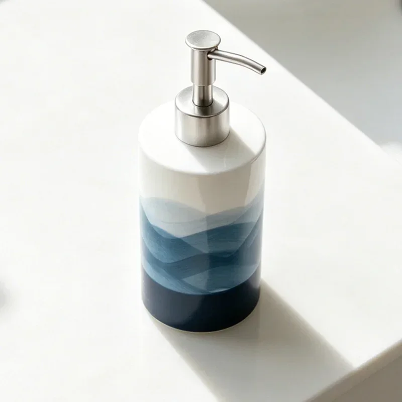 400ml mountain water bottle stainless steel pump head ceramic hand sanitizer shower gel shampoo sub bottle lotion press bottle