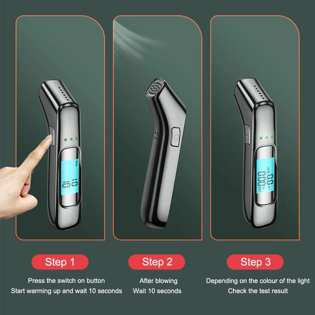 جهاز اختبار الكحوليات المهنية جهاز اختبار شرب الكحوليات في التنفس مع شاشة LCD مقياس الكحول المحمول USB قابلة للشحن للاستخدام المهني #5