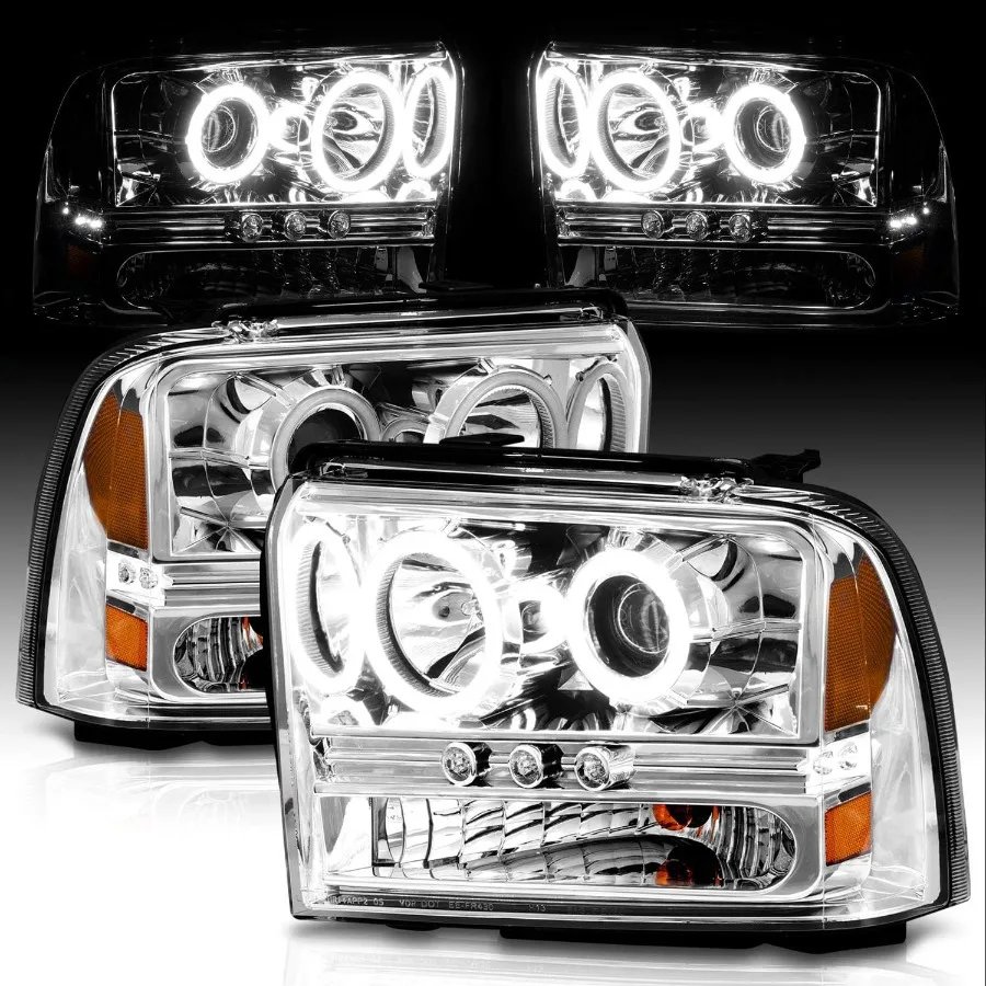 ل 2005-2007 F250 F350 F450 Superduty Xtreme LED هالو ريم كروم العارض العلوي زوج-الراكب وجانب السائق #2