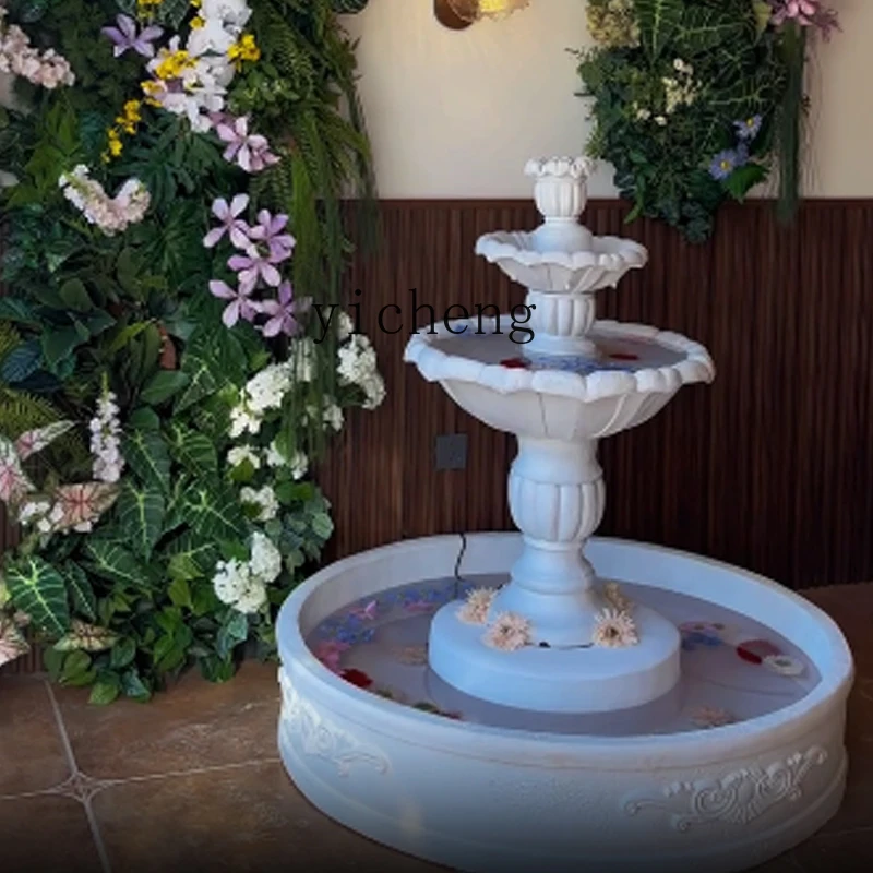 L7-14 European three-layer fountain courtyard decoration balcony simple water water view clock in wishing pool ornament