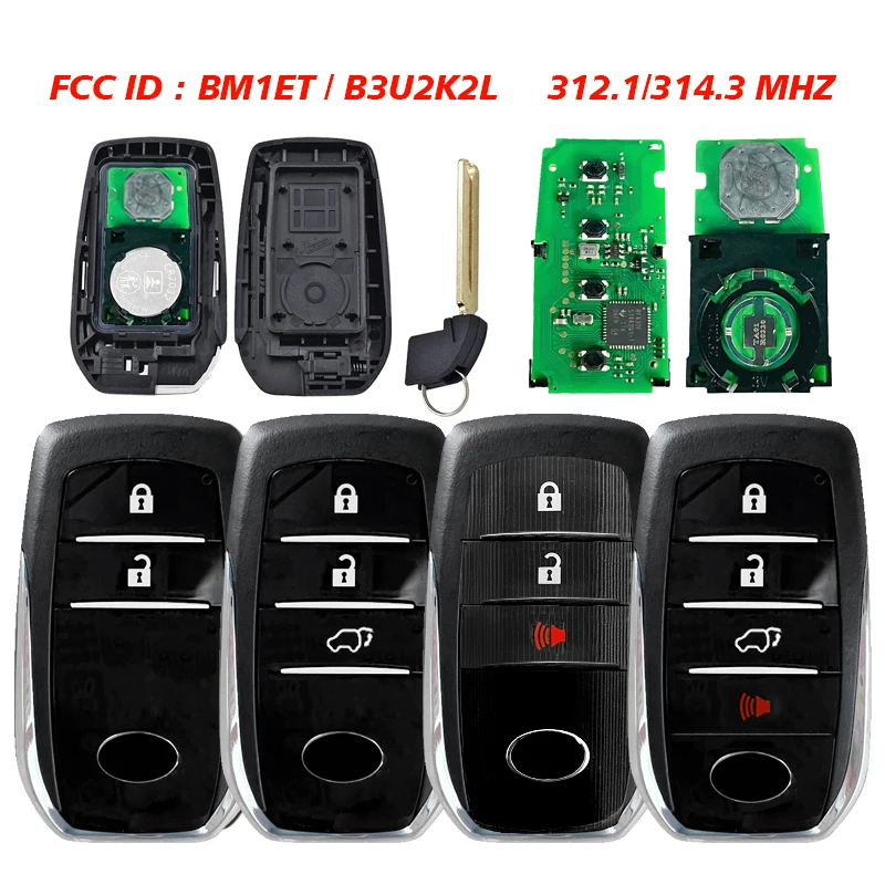 CN007307 0010 Board 312.1/314.3MHZ Can instead 0182 BM1ET FCC: BM1ET B3U2K2L Smart Key Fit For New Toyota HILUX FORTUNER