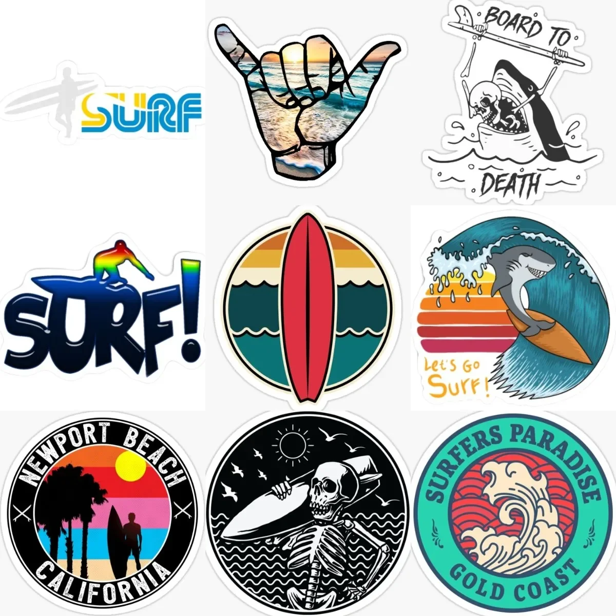 

SURF Hawaii Surfing Skeleton PVC Sticker for Covered Scratch Decorate Car Camper Window Laptop Motorcycle Room Decal Accessories