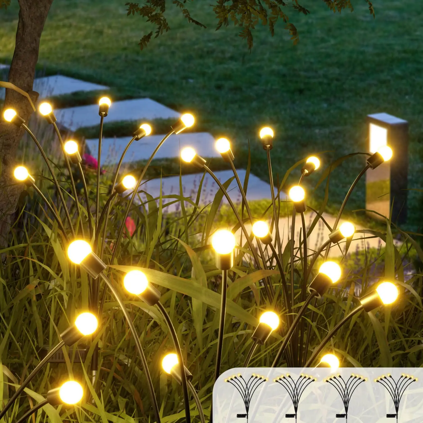 Luz LED alimentada por energía Solar, decoración de jardín al aire libre, luces de paisaje, luciérnaga, lámparas de césped, casa de campo, terraza, balcón, lámpara de decoración