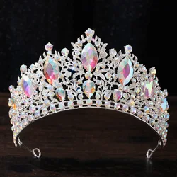 KMVEXO Baroque Queen Large Crystal AB Tiaras Crowns Bridal Women Girls Wedding Diadem Headband Princess Party Hair Dress Jewelry