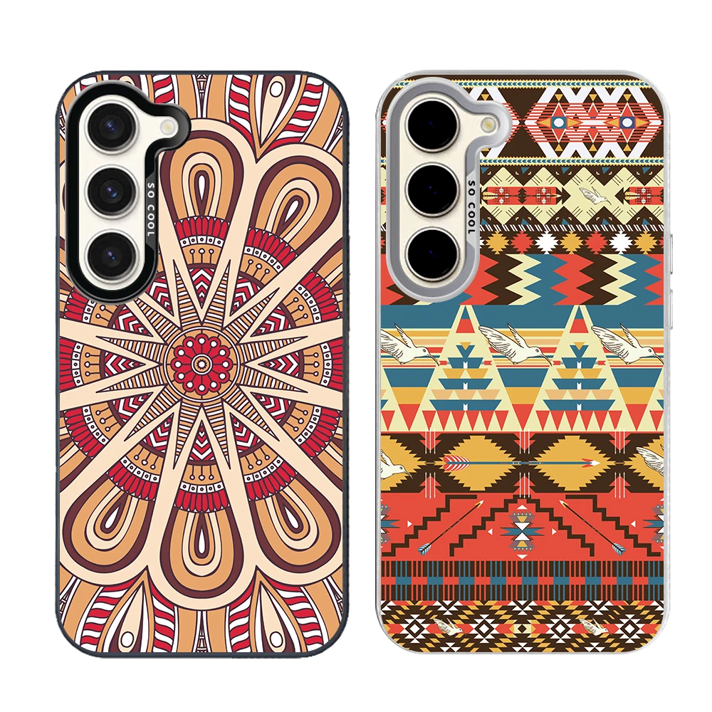 Fashion Mandala Pattern Art Silver Plated IMD Phone Case For Samsung S26 S25 S24 S23 S22 Ultra S20 S10 S21 FE 5G Plus Cover