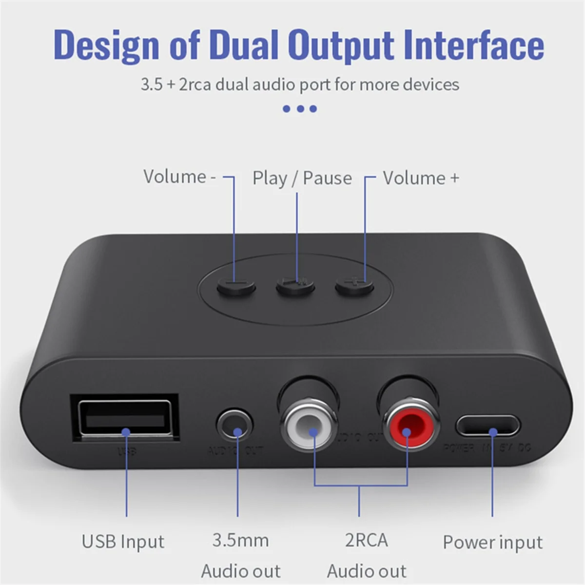 AT77 Bluetooth 5.3 Аудиоприемник NFC USB U Диск RCA 3,5 мм AUX USB Стерео Музыкальный беспроводной адаптер для усилителя автомобильного динамика