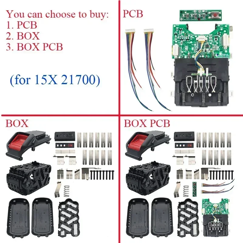 

21700 15* Li-ion Battery Plastic Case PCB Charging Protection Circuit Board Box Housing For DeWalt 20V 60V Li-ion Battery DCB609