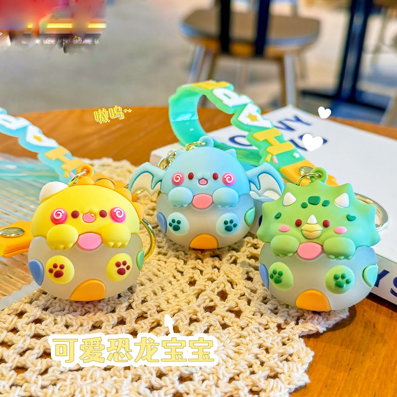 Creative Dinosaur Egg Keychain Cartoon Luminous Kawaii Dinosaur Baby Animal Pendant Keyring Cute Ornament for Women Men Backpack image 3