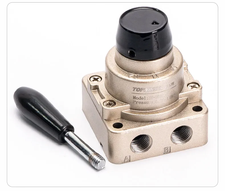 HV200D three-position four-way small hand valve, built-in muffler at the bottom, directional valve, control cylinder travel stop
