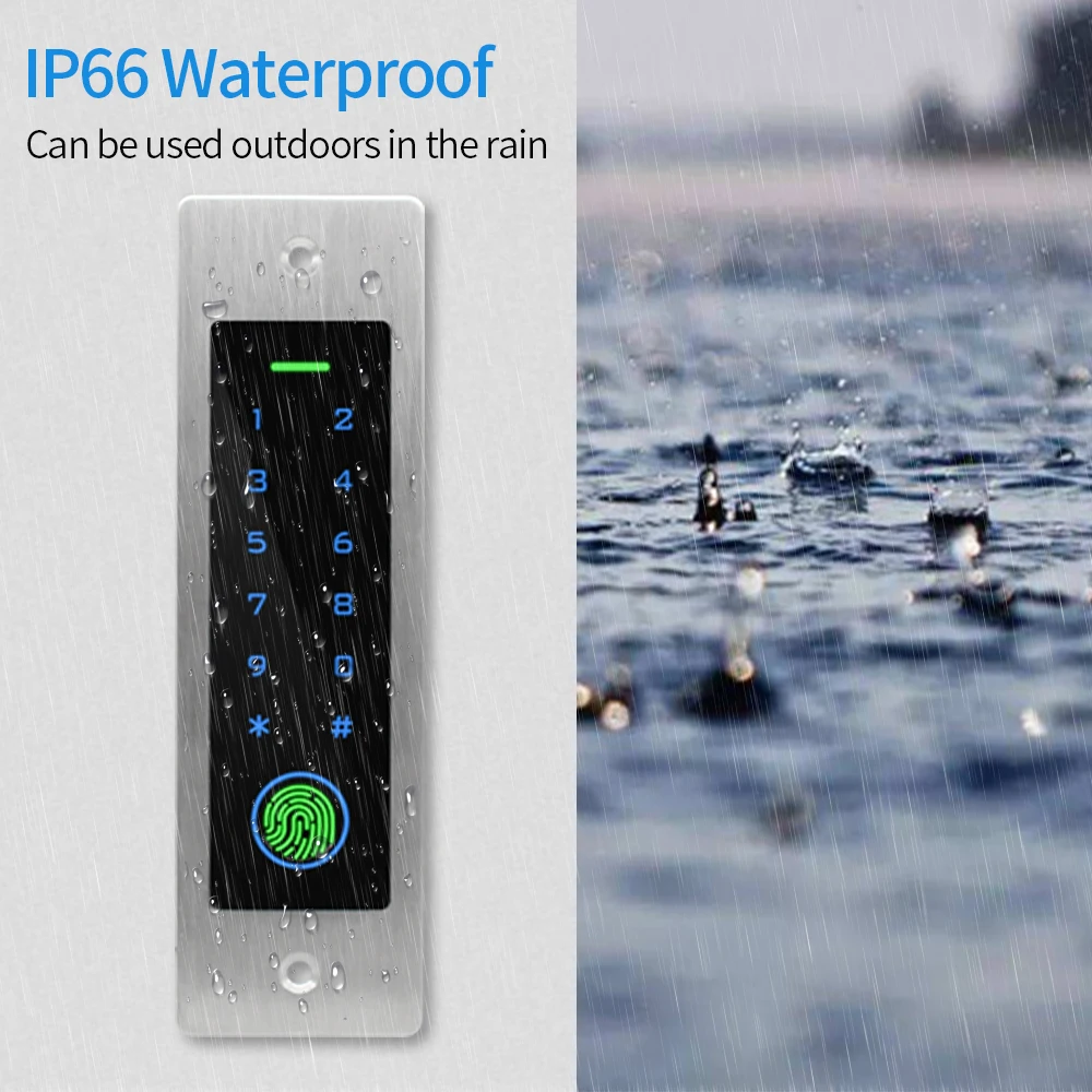 Waterproof 125KHz EM Card Reader Standalone Access Control Keypad Relay Point Wiegand Input/Output Stainless Steel Plate 1000pin