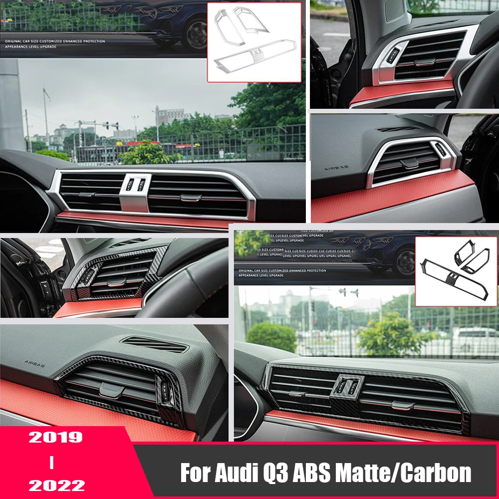 

ABS Matte/Carbon fiber Car middle conditioner air Outlet decoration Cover Trim Car Styling For Audi Q3 2019-2022 Accessories