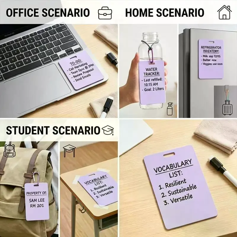 1/4Pcs Erasable Reusable Wipe Clean Badge Sticky Notes Memo Notepad for Quick Note Taking by Nurses and Doctors